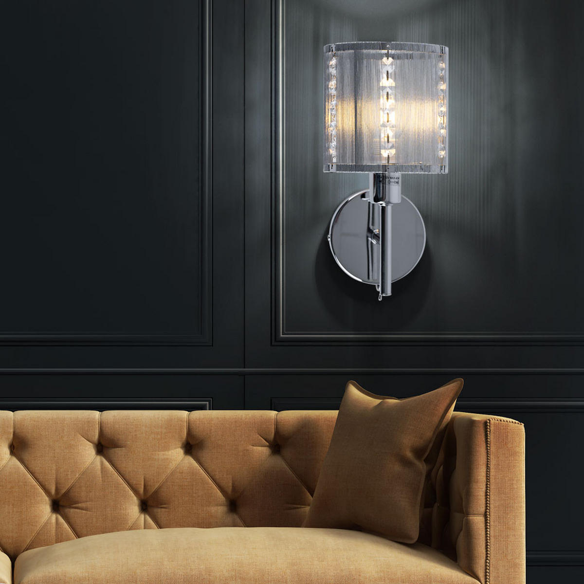 LED WANDLEUCHTE Kristalloptik Silber - Silberfarben, Metall (12/24.5/17cm) - Globo Lighting