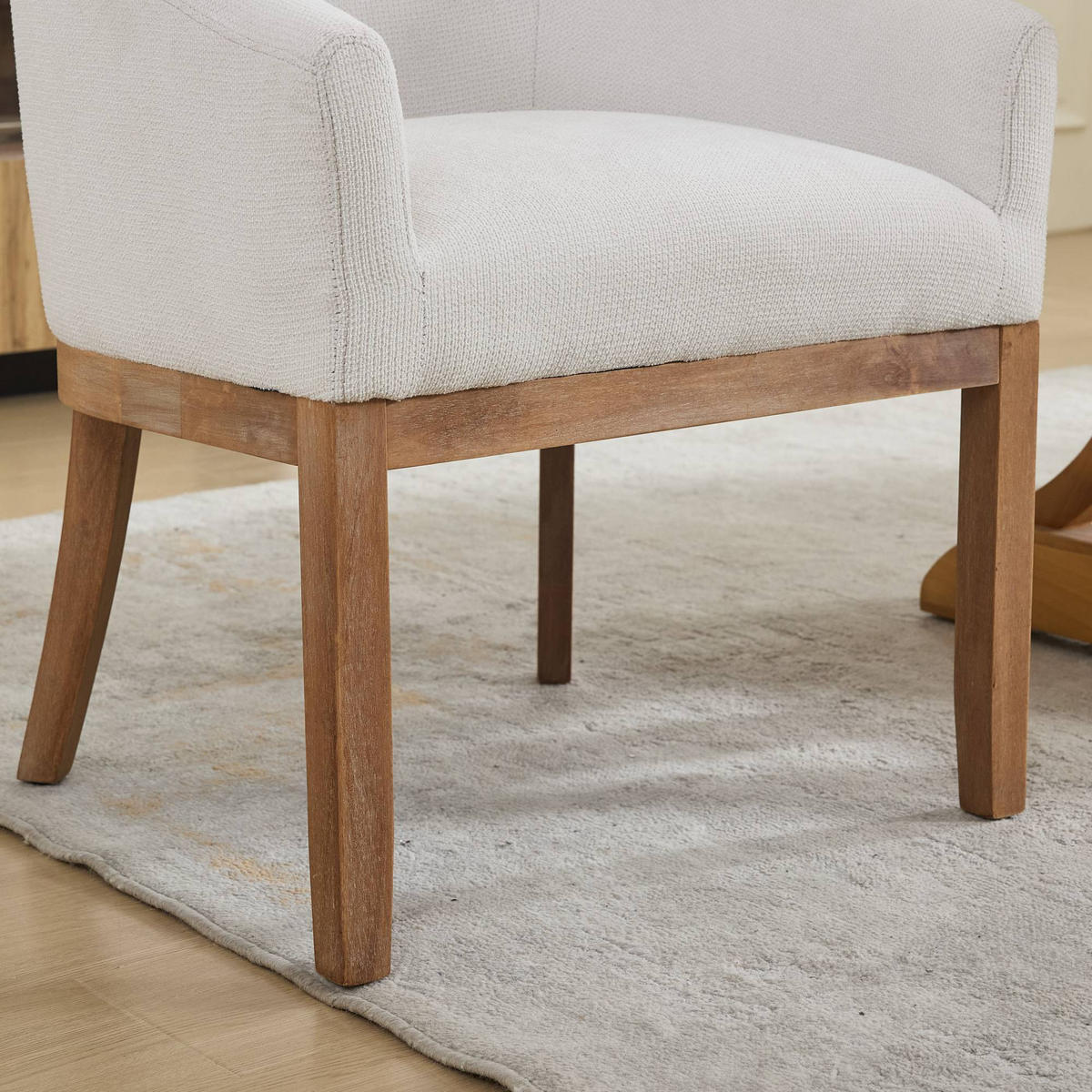 ARMLEHNSTUHL DE-36355 mit Leinenbezug Beige - Beige, Holz (63/71/58.5cm) - ComfortXL