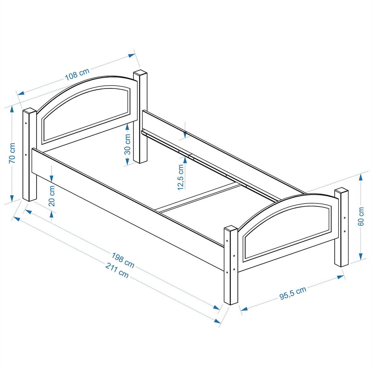 MASSIVHOLZBETT FLIMS 100X200 CM - Weiß, Holz (100/200cm) - IDIMEX