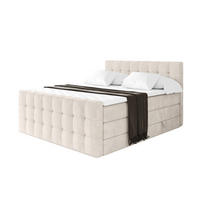 BOXSPRINGOVÁ POSTEL s matrací H3/H4 - IGAN-Z KING - 200x200 cm Béžová - šedobéžová, kompozitní dřevo (203/200cm) - ALTDECOR