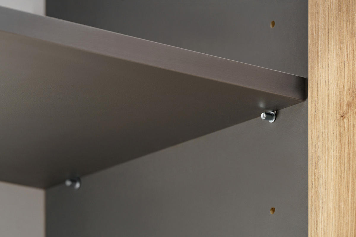 KÜCHENZEILE Eiche Artisan, Grau 7-teilig 220 x 210 cm, Küchenschrank Set mit viel Stauraum - Anthrazit/Eiche Artisan, Holzwerkstoff (220/210/60cm) - Inn.Furn