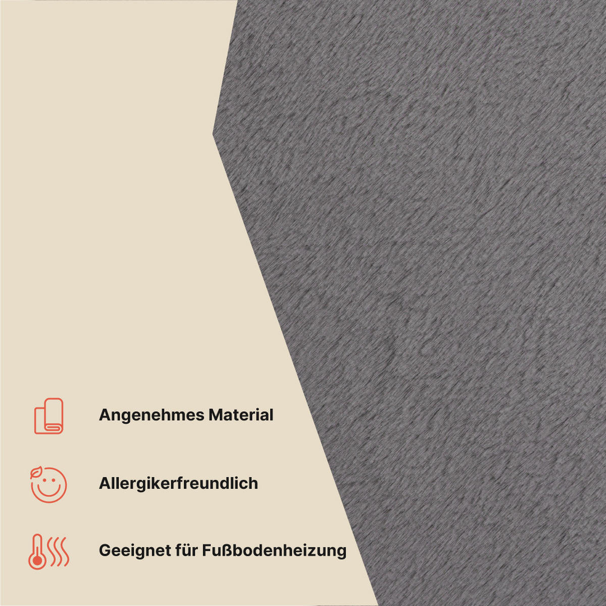 KURZFLORTEPPICH LUMI rund dunkelgrau kuschelweich waschbar 100/100 cm - Dunkelgrau, Textil (100/100cm) - Tapiso