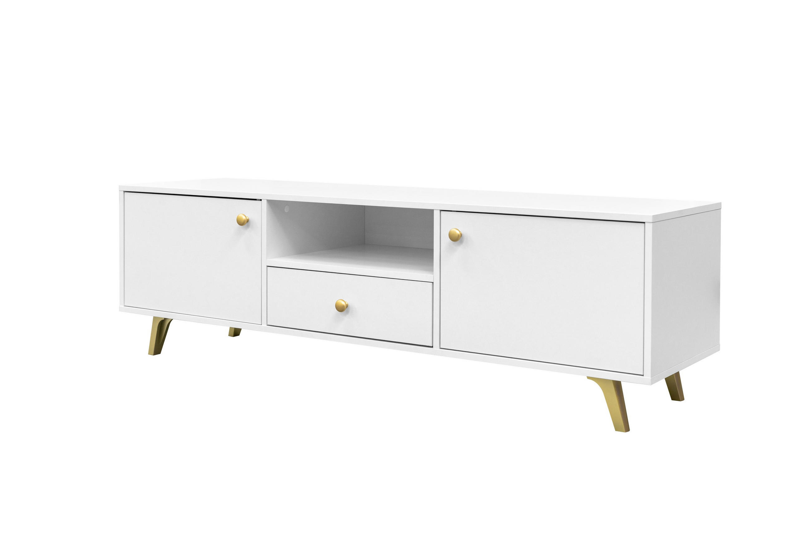 LOWBOARD GALIO 160/47,5/41 cm, Weiß - Weiß, Holzwerkstoff (160/47.5/41cm) - MASSENO