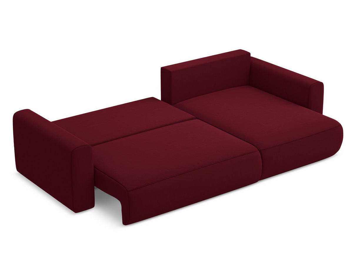 ECKSOFA mit Schlaffunktion Samt Stoff Rot - Bordeaux/Rot, Kunststoff/Textil (278/149cm) - Makamii