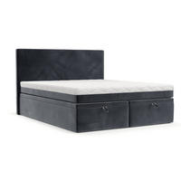 BOXBETT Zalla 160/200 cm Dunkelgrau im Kronos Stoff - Dunkelgrau/Schwarz, Holz/Holzwerkstoff (160/200cm) - AltaBeds