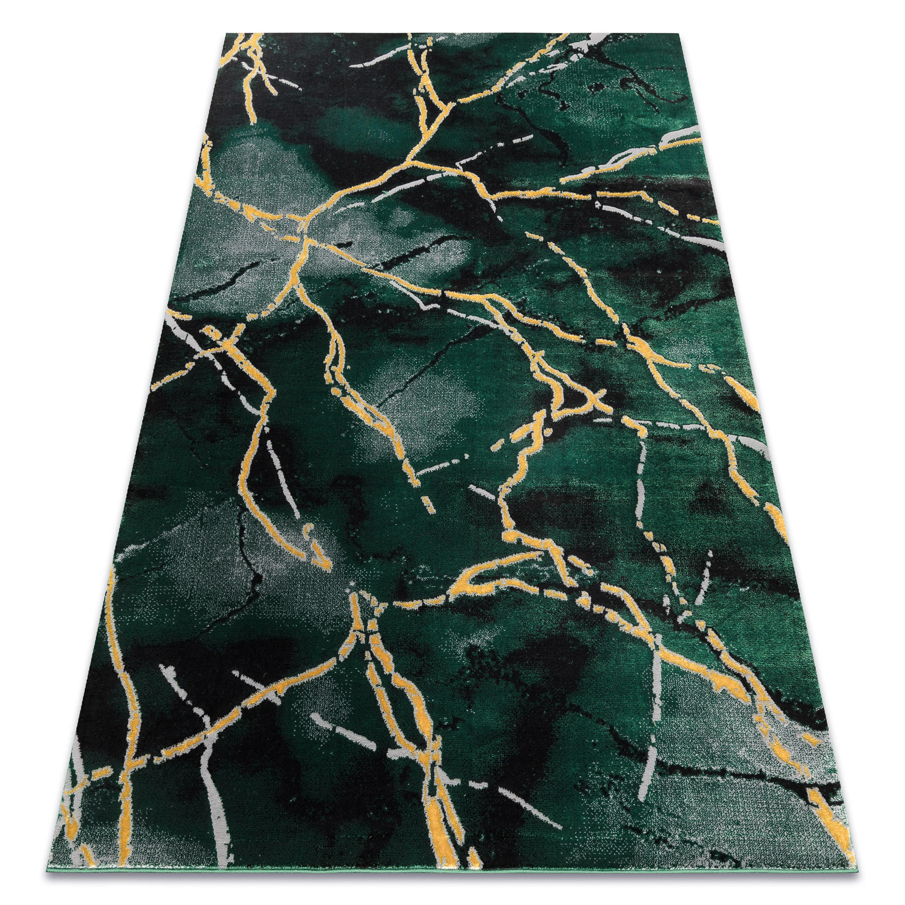 rugsX KOBEREC EMERALD výhradní 1018 glamour, stylový mramor lahvově zelená / zlato 240/330 cm