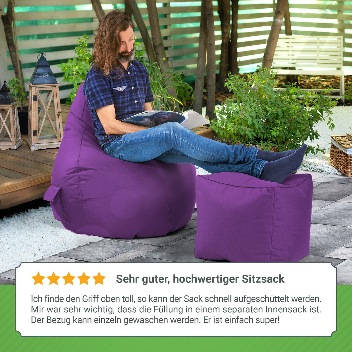 SITZSACK Lounge Chair "Cozy" 80x70x90cm - Lila, Textil (70/90/80cm) - Green Bean