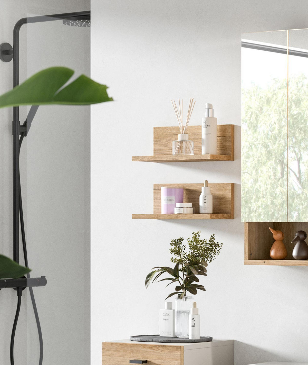 WANDREGAL SET Aqua Evoke Oak 32/14/12 cm - Braun, Holzwerkstoff (32/12/14cm) - Xonox