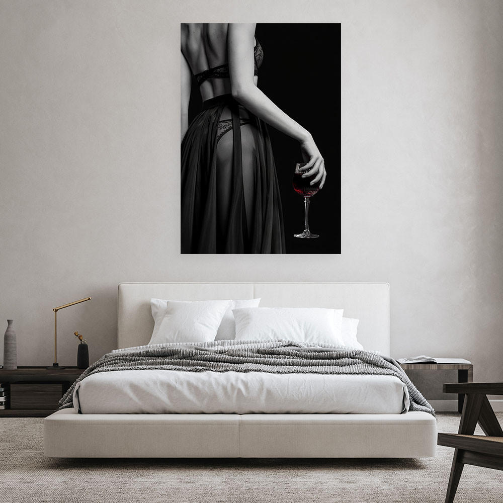 LEINWANDBILD Schöne Frau in Unterwäsche 80x120cm - Schwarz, Textil (80/120cm) - Feeby