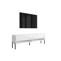 TV-LOWBOARD 170 cm Mattweiß / Hochglanzweiß, gerade schwarze Beine, 170 × 32 × 52 cm - Weiß, Holzwerkstoff (170/52/32cm) - 3XE LIVING