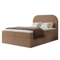 BOXBETT FUZZI 120x200 cm Toffee-Braun (Stoff Monte) - mit 2 Bettkästen, Bonellmatratze und weichem Kopfteil - Braun, Holzwerkstoff/Textil (120/200cm) - Ravio