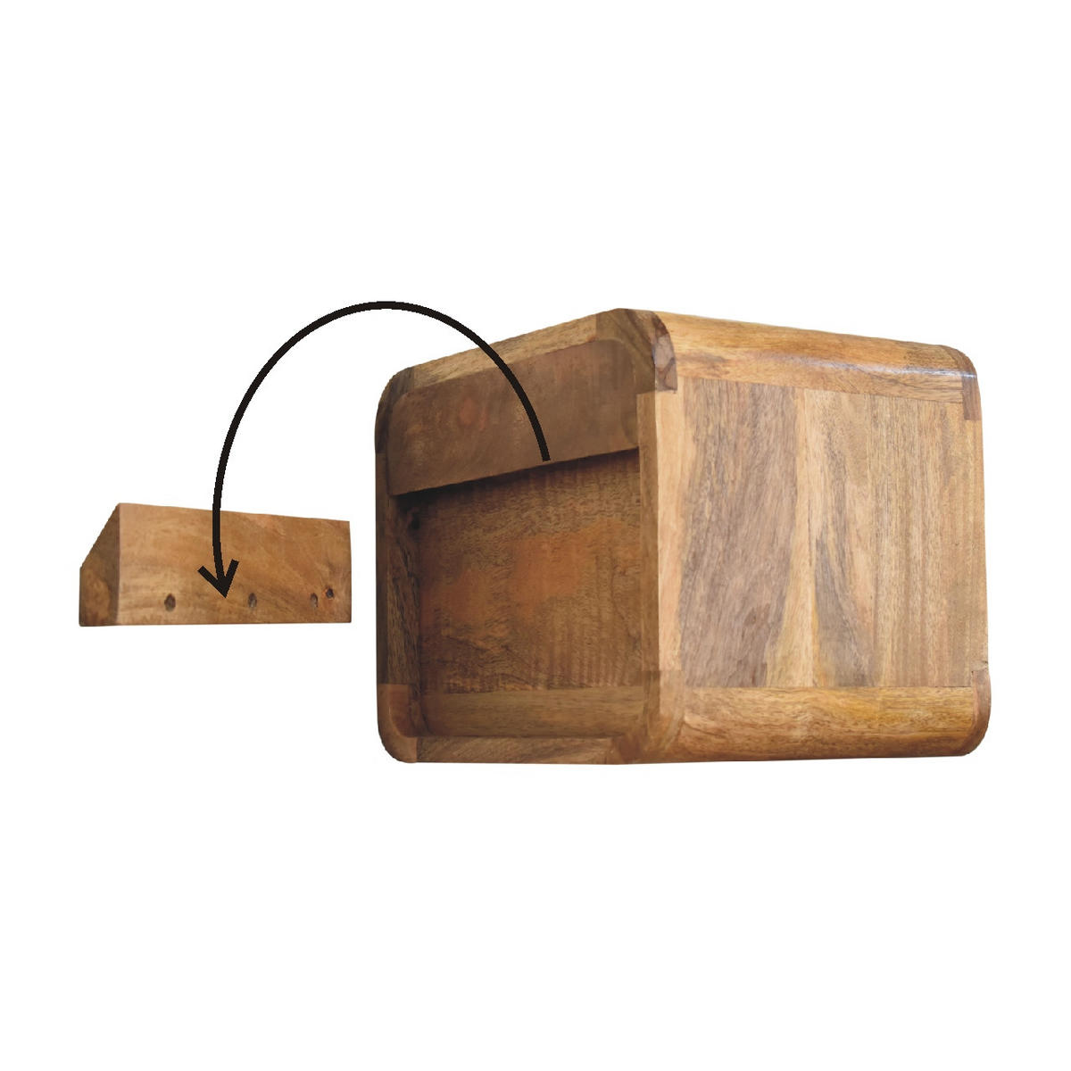 NACHTTISCH Mini aus massivem Mangoholz - Messingfarben/Braun, Holz/Metall (30/25/25cm) - Artisan Furniture