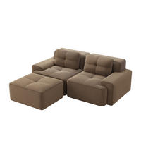 ECKSOFA aus Cord mit Tiefsitz & flexiblem Moduldesign, braun - Braun, Textil (177/204cm) - Luhomfu