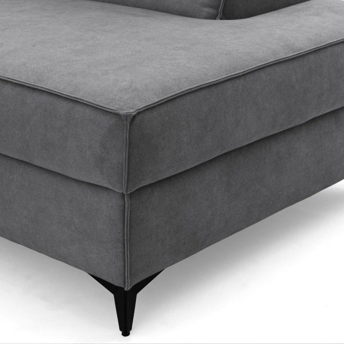 ECKSOFA PURE U Links mit Schlaffunktion 127x270 Velours Grau - Schwarz/Grau, Holz/Textil (340/204cm) - Muffo