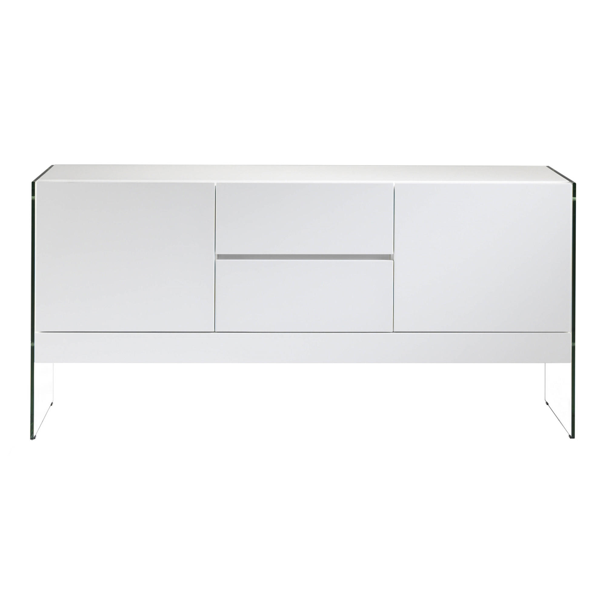 SIDEBOARD Glas Weiß 180/45/85 cm - Transparent/Weiß, Glas/Holz (180/85/45cm) - ANGEL CERDA
