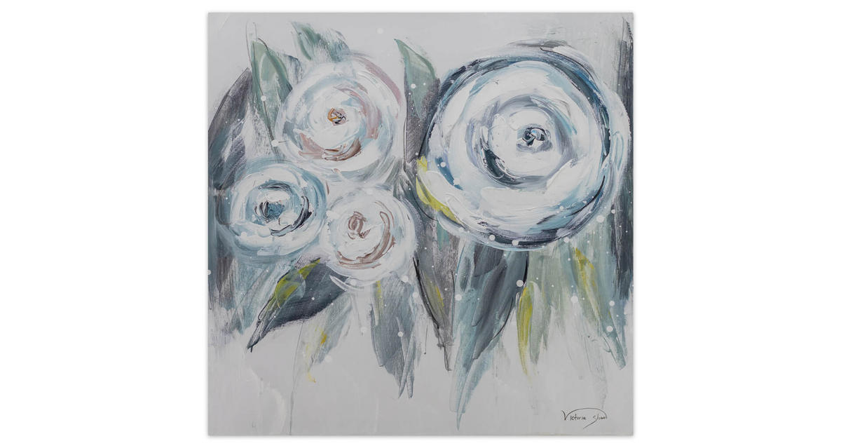 ACRYLBILD HANDGEMALT 60/60 cm - Blau, Holz/Textil (60/60cm) - KUNSTLOFT