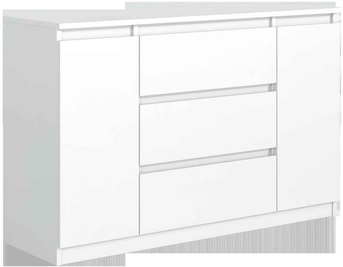 KOMMODE NUDO 138,5/78,2/39cm mit 3 Schubladen 2 Türen Weiß - Weiß, Holzwerkstoff (138.5/78.2/39cm) - MASSENO