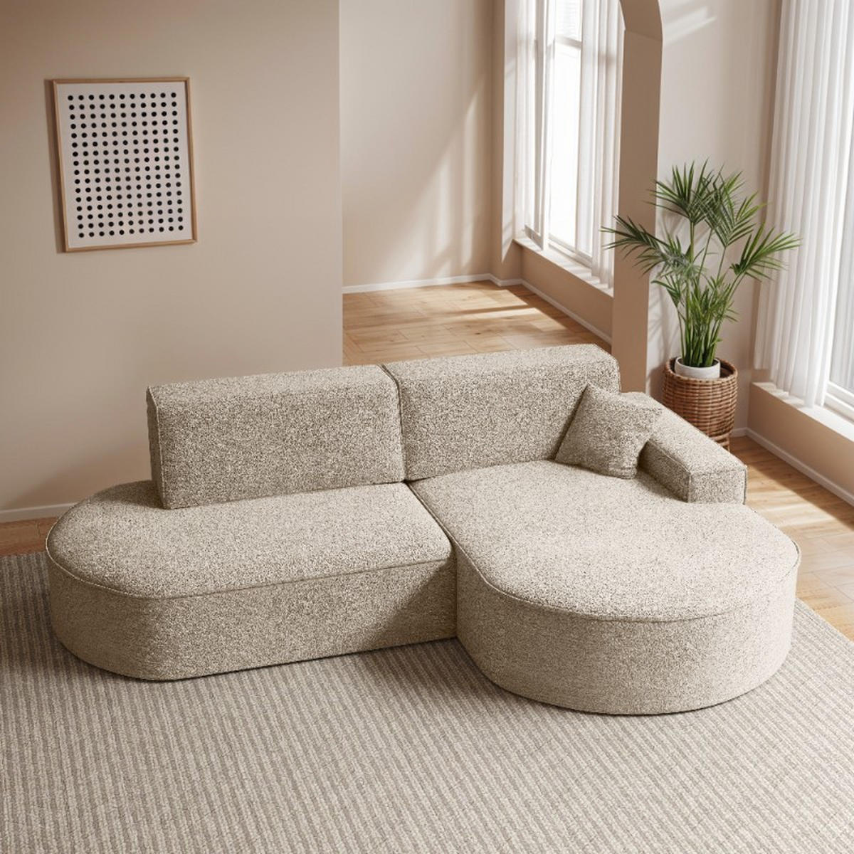 ECKSOFA Modena Pro - Komfort Und Stil stoff Arena Beige Rechts - Beige, Holz (278/179cm) - Kaiser Möbel