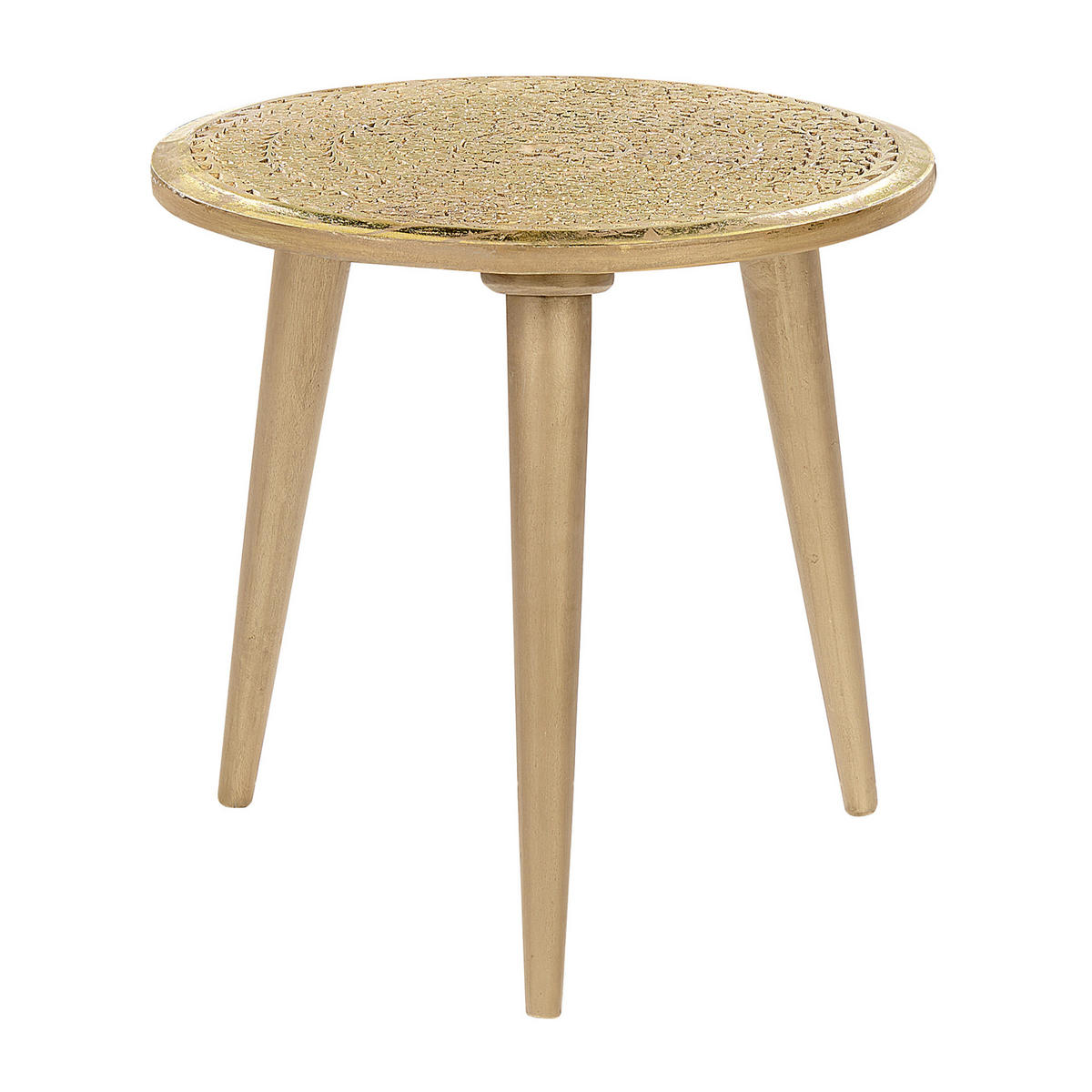 BEISTELLTISCH 2er-Set Rund Gold Narra - Goldfarben, Holz (36/46cm) - Beliani