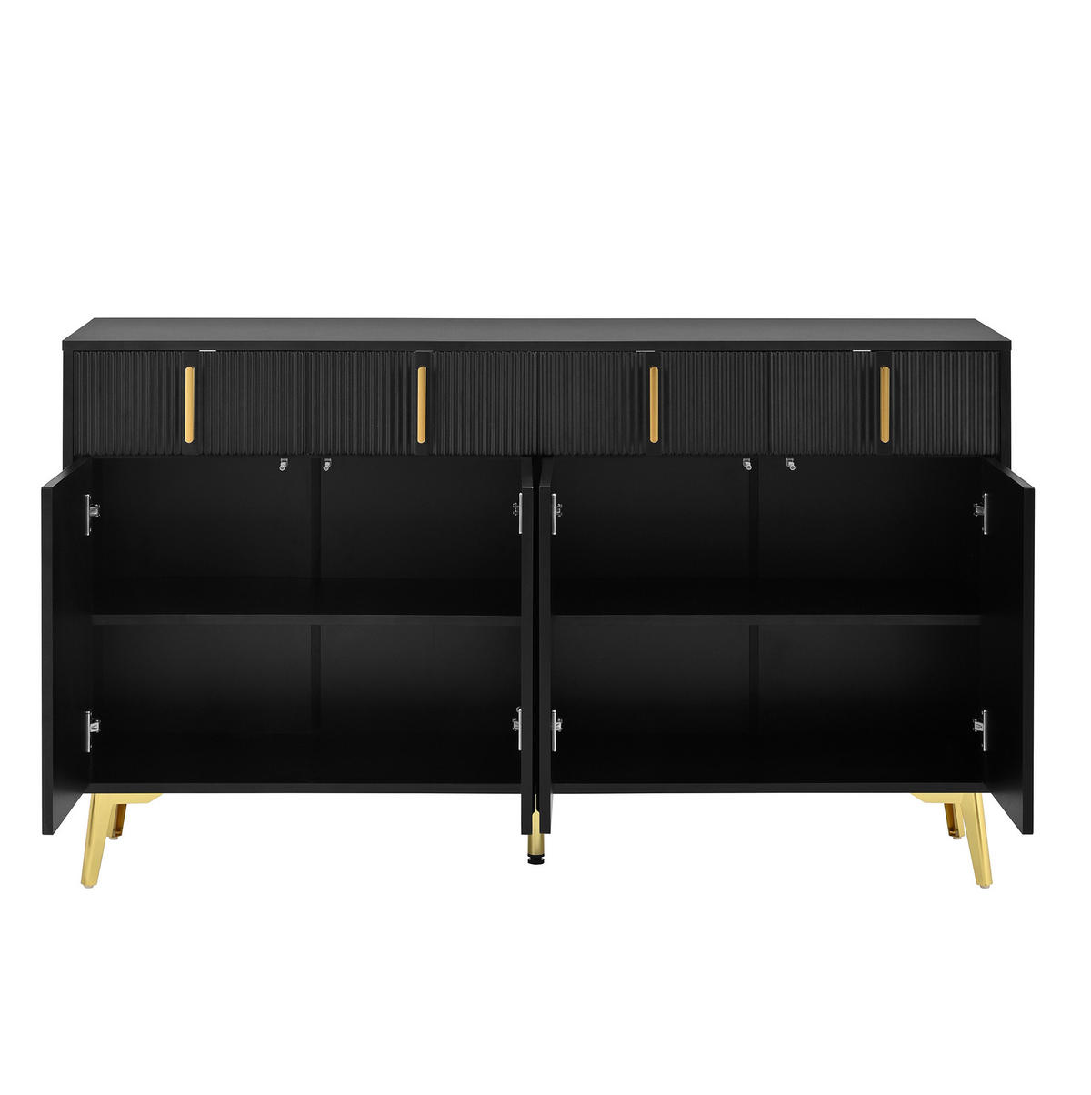 SIDEBOARD 140/38/82 cm Schwarz aus MDF mit 4 Türen und 4 Schubladen - Schwarz, Holzwerkstoff (140/82/38cm) - OKWISH