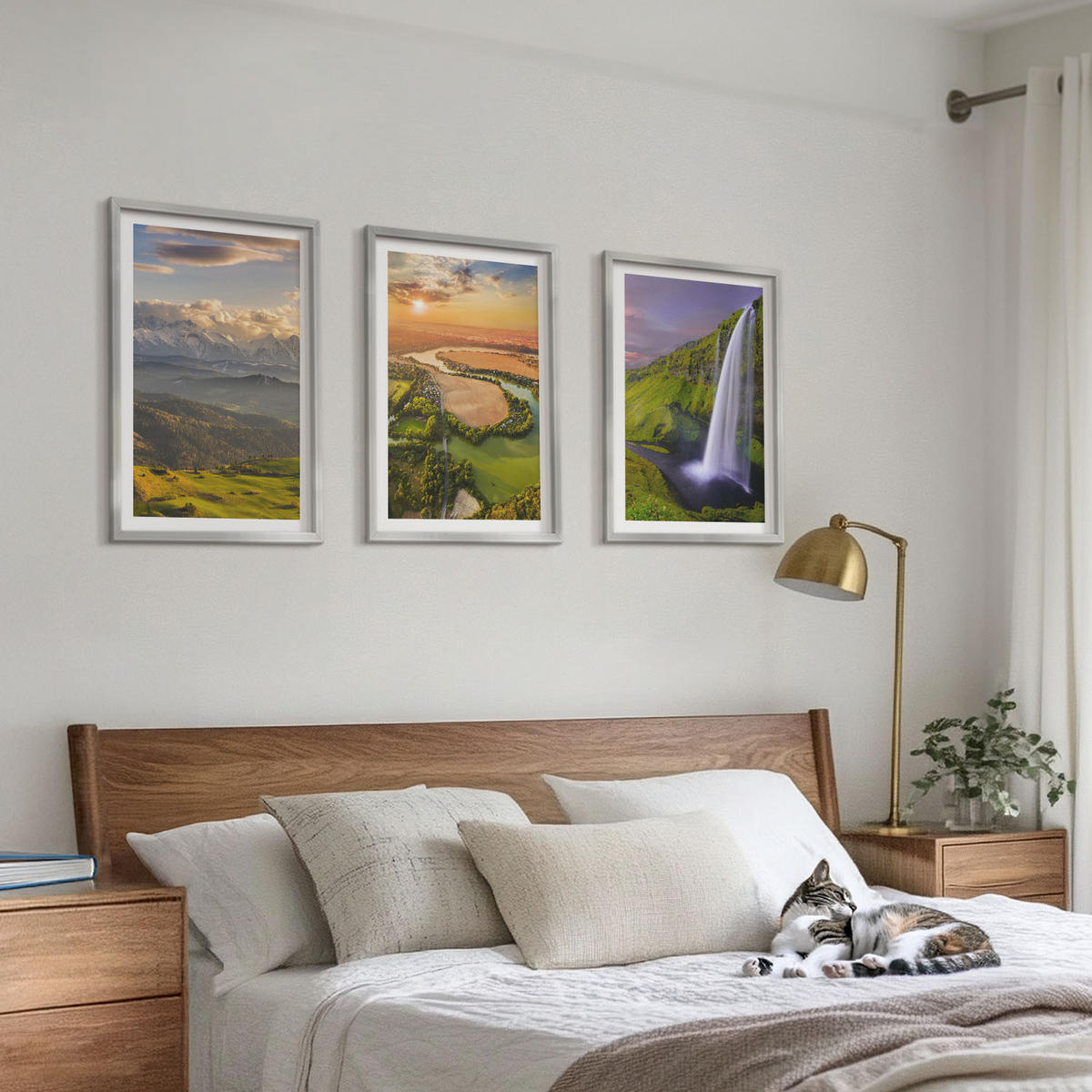 WANDBILDER 3er Set - 40x60 cm Silberner Rahmen - Gebirgsflüsse, Wasserfälle, Natur - Silberfarben, Kunststoff (40/60cm) - ArtPrintCave