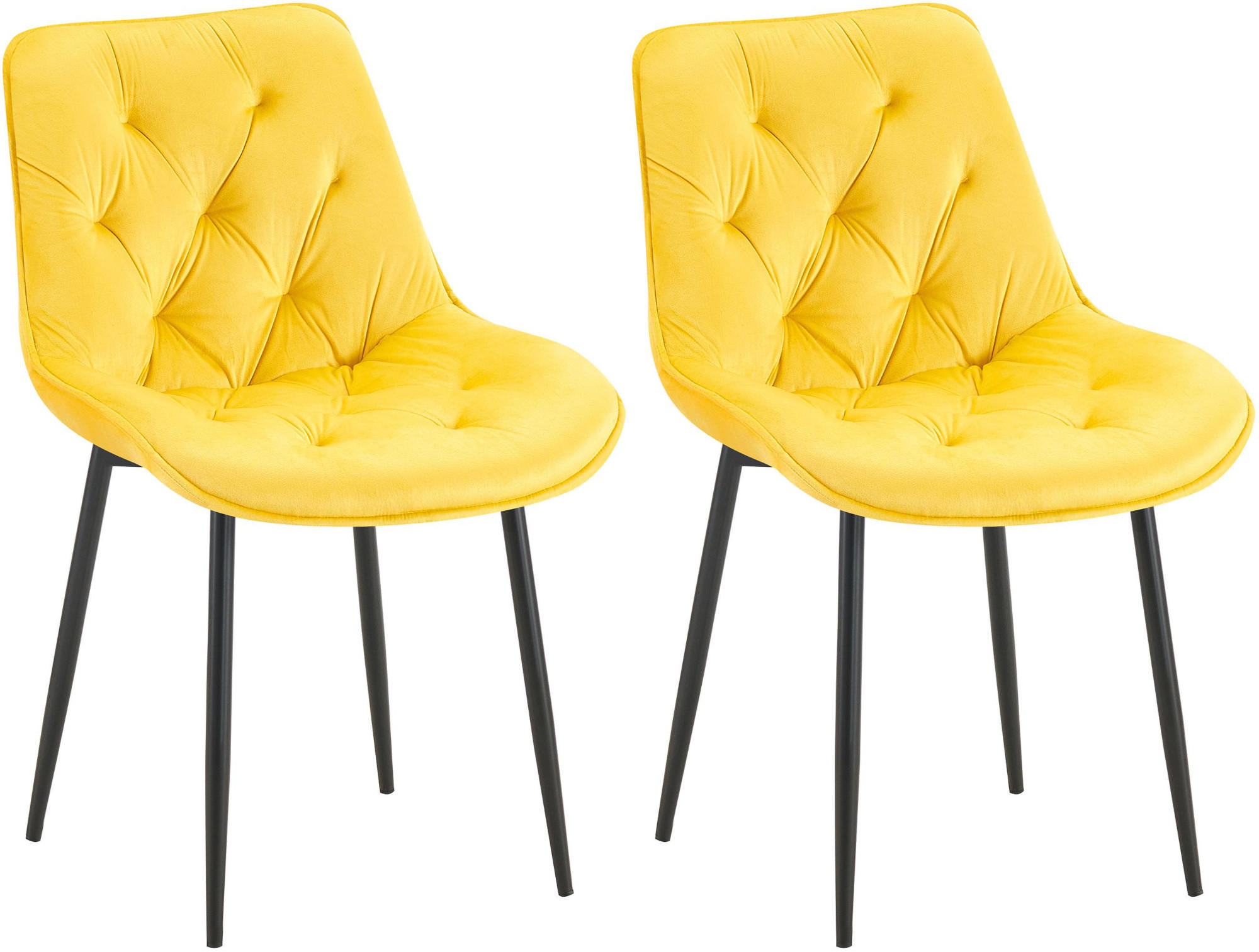 STUHL 2er Set Samt gelb - Gelb/Schwarz, Textil/Metall (52/84/59cm) - CLP