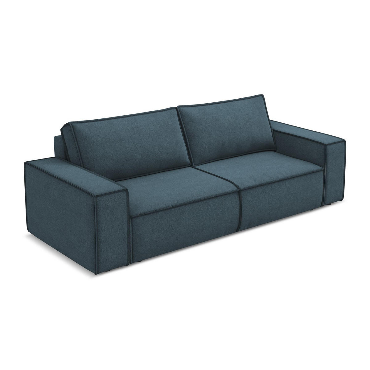 3-SITZER SOFA mit Schlaffunktion Strukturstoff Stoff Blau - Blau/Blaugrau, Kunststoff/Textil (255/85/105cm) - LaMiaSofa