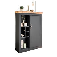 KOMMODE grau, Eiche Wotan, Landhaus 107 cm, Highboard mit Soft-Close - Silberfarben/Eiche Wotan, Holzwerkstoff/Kunststoff (107/146/38cm) - Furn.Design