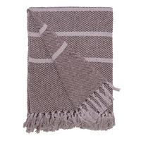 DECKE Streifen Design 130x180 cm, 100% Baumwolle, Grau/Kaffee - Grau, Textil (130/180cm) - Au Maison