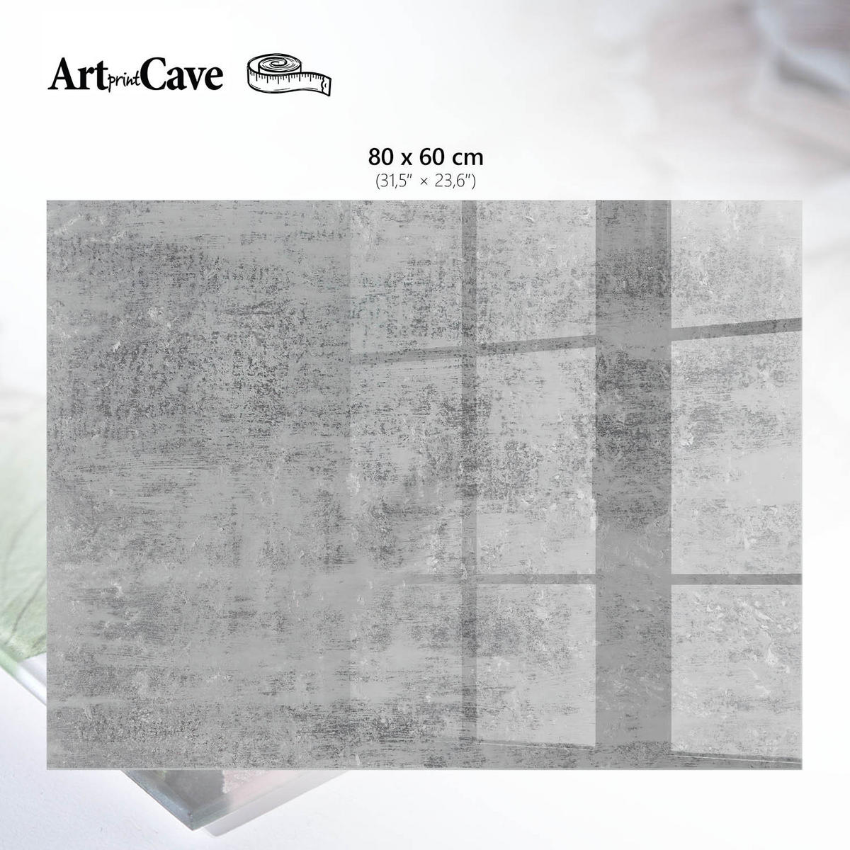 GLASPLATTE 80x60 cm – Graue Textur - Gelb, Glas (0.4/80/60cm) - ArtPrintCave