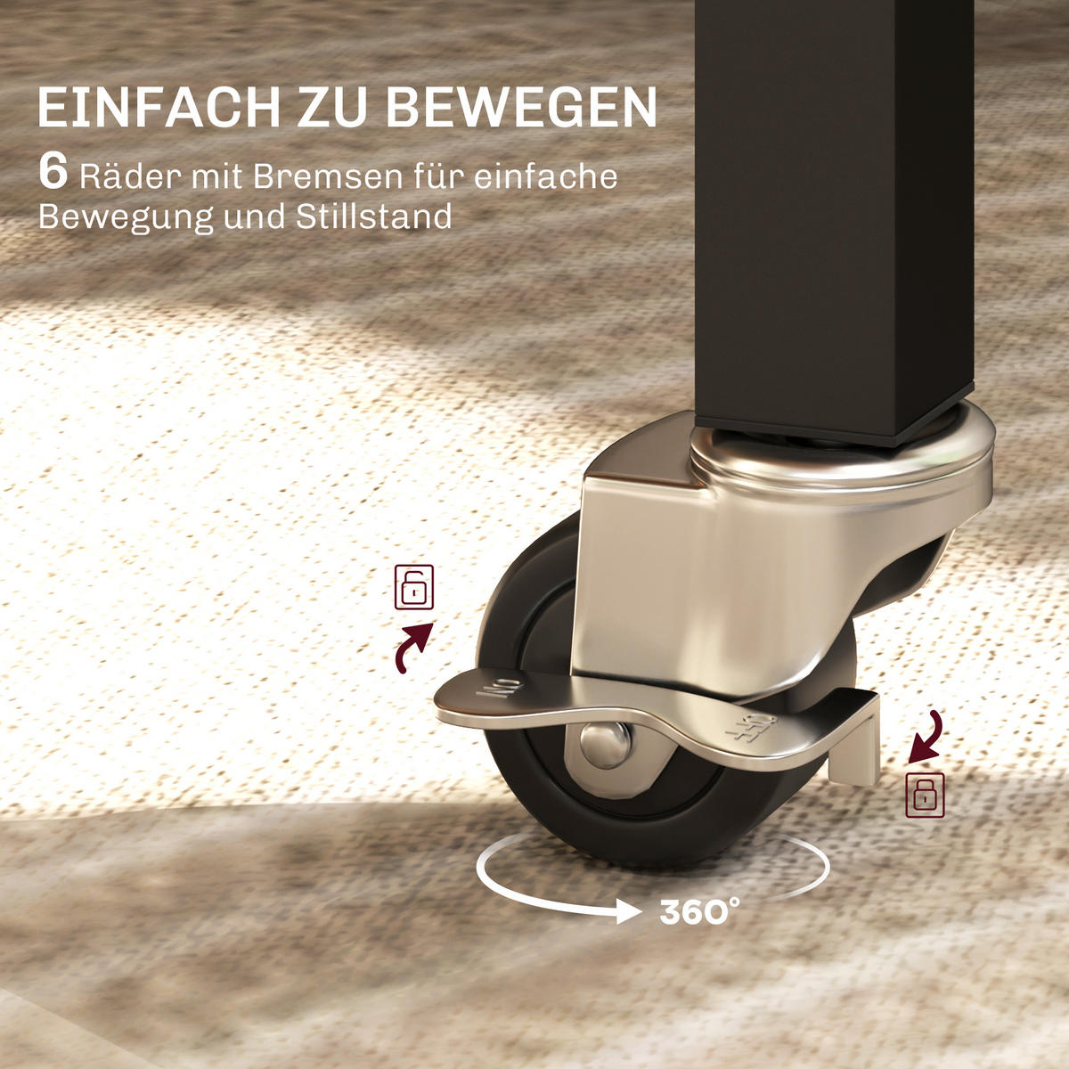 ESSTISCH Klappbar Küchentisch mit Rollen Bremsen für 4-6 Personen Rustikal-Braun - Braun, Holzwerkstoff (120/80/73cm) - HOMCOM