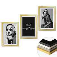 WANDBILDER 3er Set - 20x30 cm Goldrahmen - Stilvolle Porträts von Frauen mit Brille - Goldfarben, Kunststoff (20/30cm) - ArtPrintCave