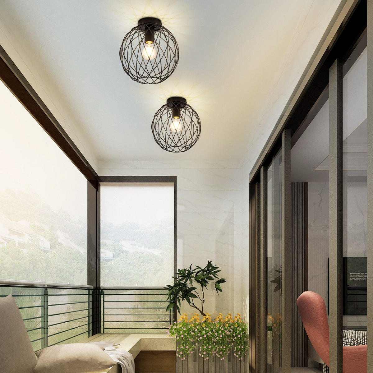 DECKENLEUCHTE Mancera 25/25/26.5 cm - Schwarz, Metall (25/25/26.5cm) - Nettlife