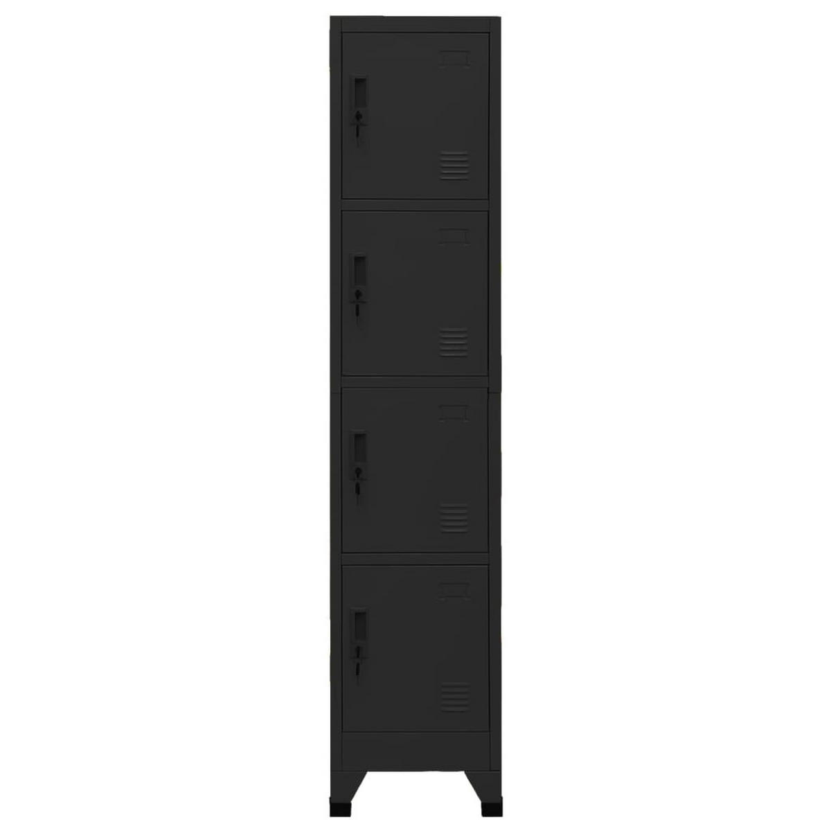 SCHLIESSFACHSCHRANK mit 4 Schließfächern, 38/45/180 cm, aus Stahl, in Schwarz - Schwarz, Metall (38/180/45cm) - vidaXL