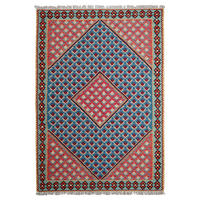 HANDWEBTEPPICH Kelim Senneh Blau 156/107 cm Schurwolle - Blau, Textil (107/156cm) - Looma