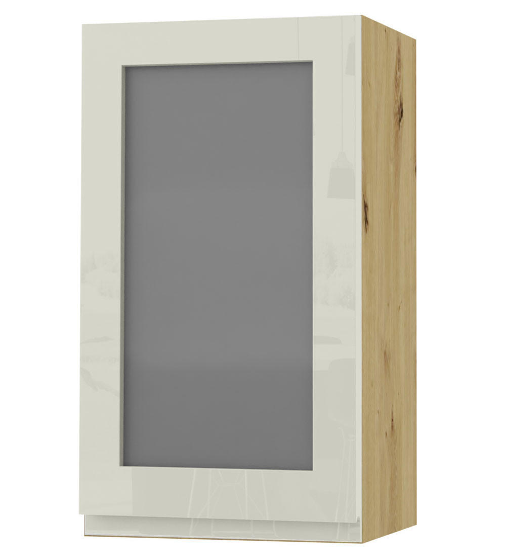 HÄNGESCHRANK Florence W2S/40 Eiche Artisan / RAL 1013 perlweiß HG 40 / 32,5 / 72cm - Türanschlag rechts - Weiß Hochglanz/Eiche Artisan, Holz/Holzwerkstoff (40/72/32.5cm) - Feldmann-Wohnen