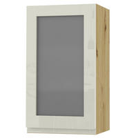 HÄNGESCHRANK Florence W2S/40 Eiche Artisan / RAL 1013 perlweiß HG 40 / 32,5 / 72cm - Türanschlag rechts - Weiß Hochglanz/Eiche Artisan, Holz/Holzwerkstoff (40/72/32.5cm) - Feldmann-Wohnen