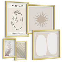 BILDER SET 5er Set - 50x50 cm & 20x30 cm & 40x60 cm Goldrahmen - Minimalistische Sandwellen - Goldfarben, Kunststoff (40/60cm) - TULUP