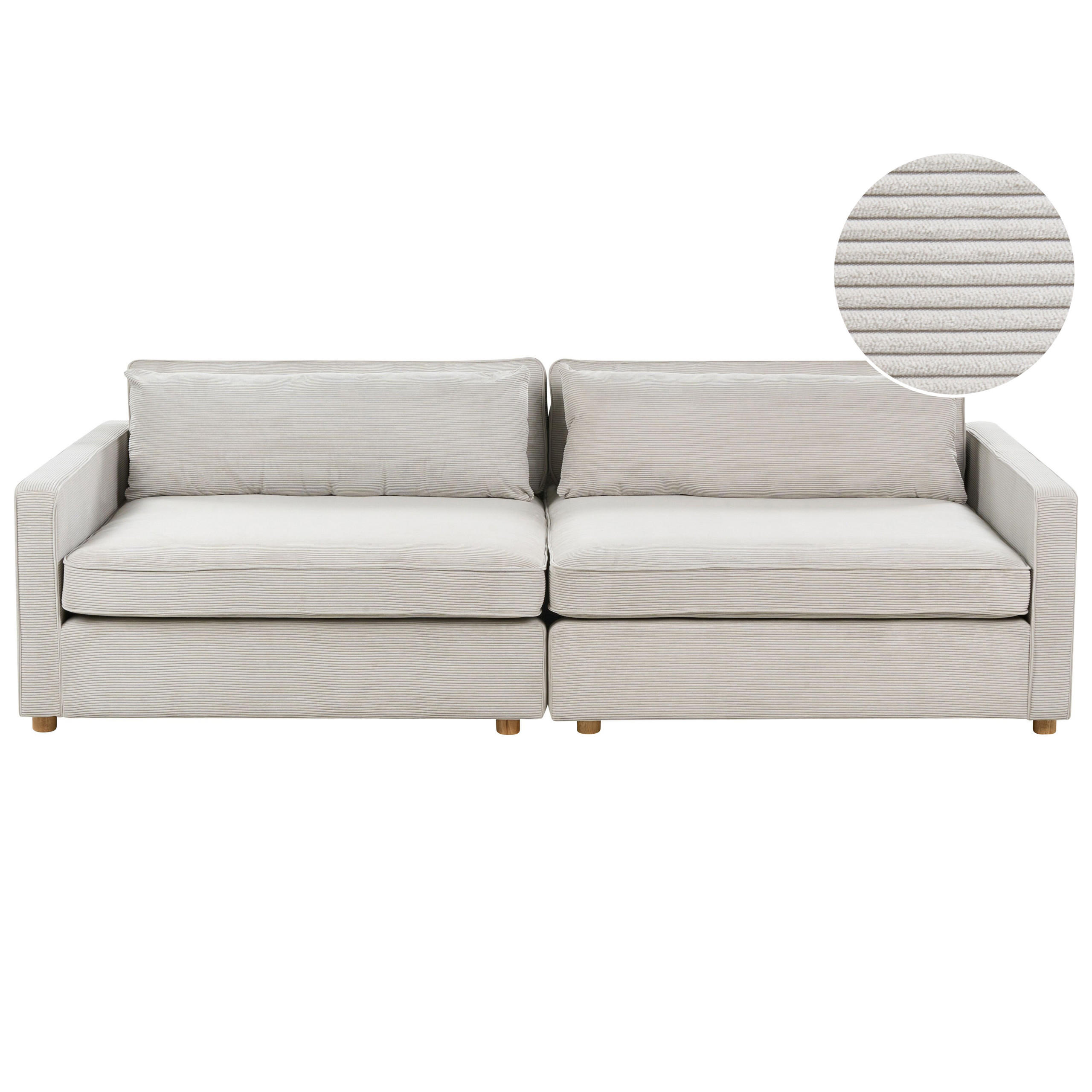 3-SITZER-SOFA Cord hellgrau Vinstra - Hellbraun/Grau, Textil (250/80/125cm) - Beliani