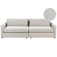 3-SITZER-SOFA Cord hellgrau Vinstra - Hellbraun/Grau, Textil (250/80/125cm) - Beliani