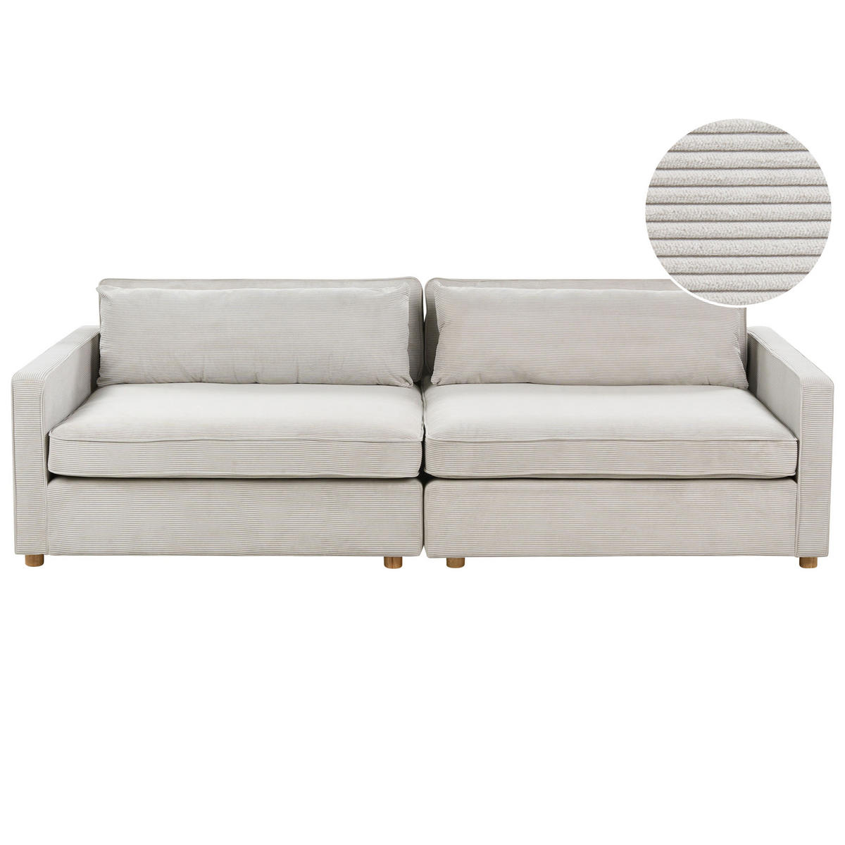 3-SITZER-SOFA Cord hellgrau Vinstra - Hellbraun/Grau, Textil (250/80/125cm) - Beliani