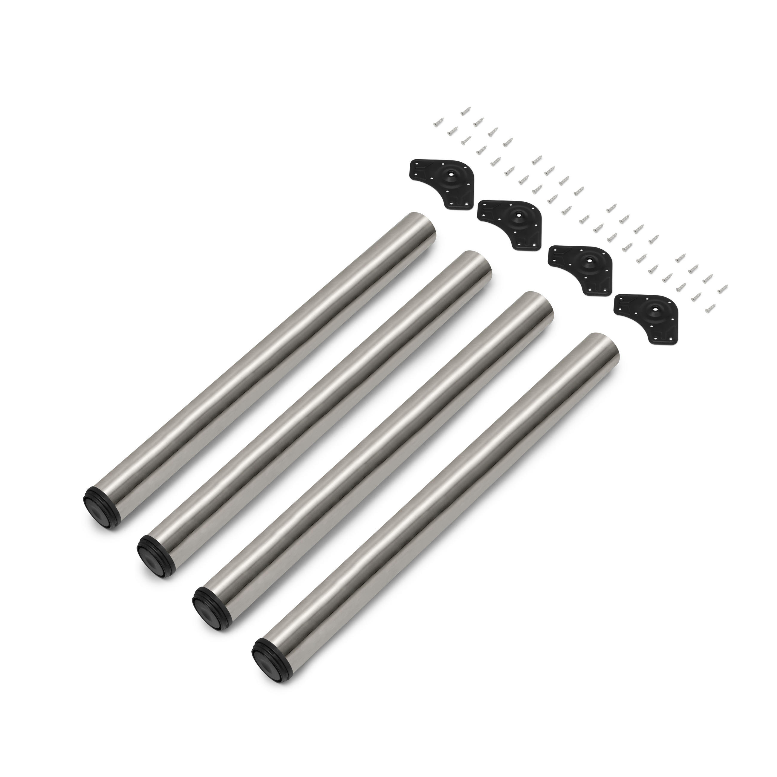 TISCHBEINE, Durchmesser 60mm, H 830mm, Stahl, Nickel satiniert 4er-set - Silberfarben, Metall (14.2/83/14.2cm) - EMUCA