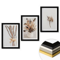 WANDBILDER 3er-Set - 20x30 cm Schwarzer Rahmen - Blumenzweige minimalistisch - Schwarz, Kunststoff (20/30cm) - ArtPrintCave