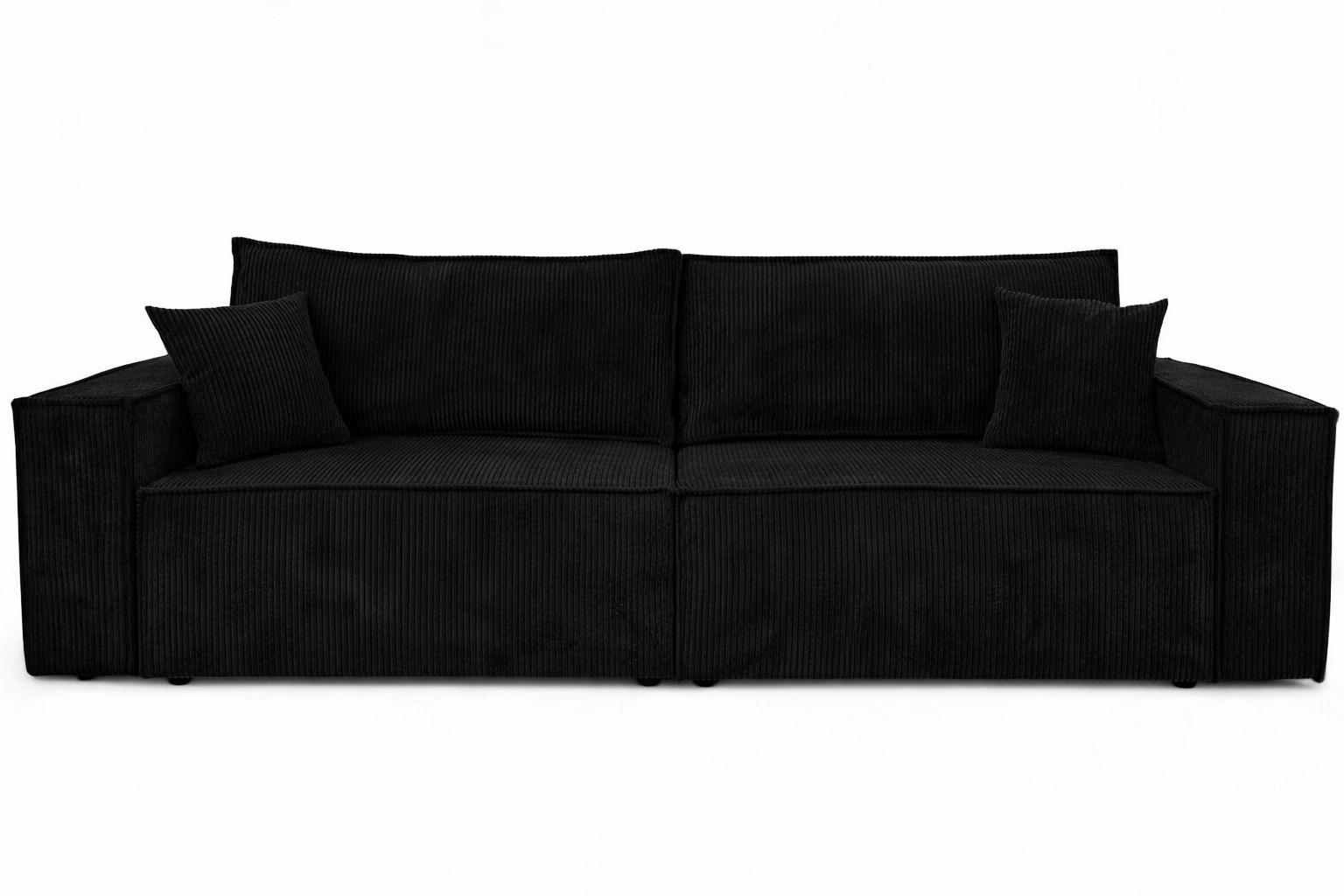 SOFA Mit Schlaffunktion Und Bettkasten, Cordstoff Poso, Schwarz, BEST SCORNER - Schwarz, Holz (245/83/90cm) - Kaiser Möbel