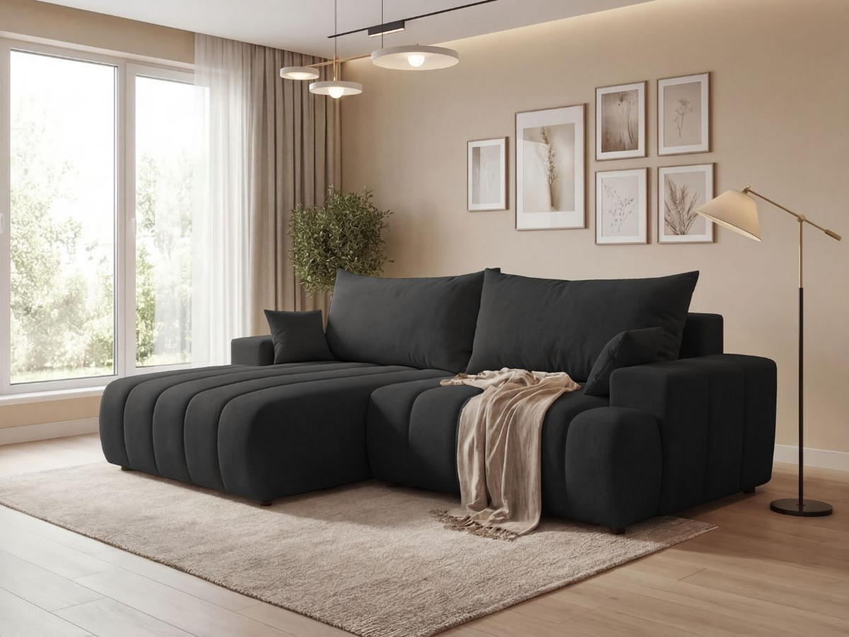 ECKSOFA Caleo Schwarz Links - Schwarz, Holz/Textil (270/170cm) - Graingold