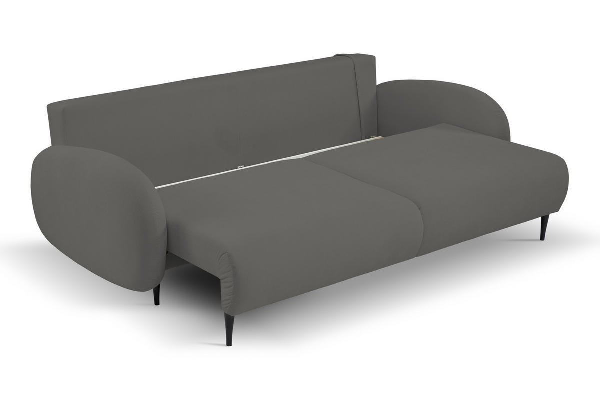 SOFA SOFT RunAgin Mit Schlaffunktion Und Bettkasten, PUR-Schaum, Schwarze Kunststofffüße, lose Rückenkissen, freistehend, 232x109x95 cm Dark grey - Dunkelgrau, Holz/Textil (232/95/109cm) - DomoHome