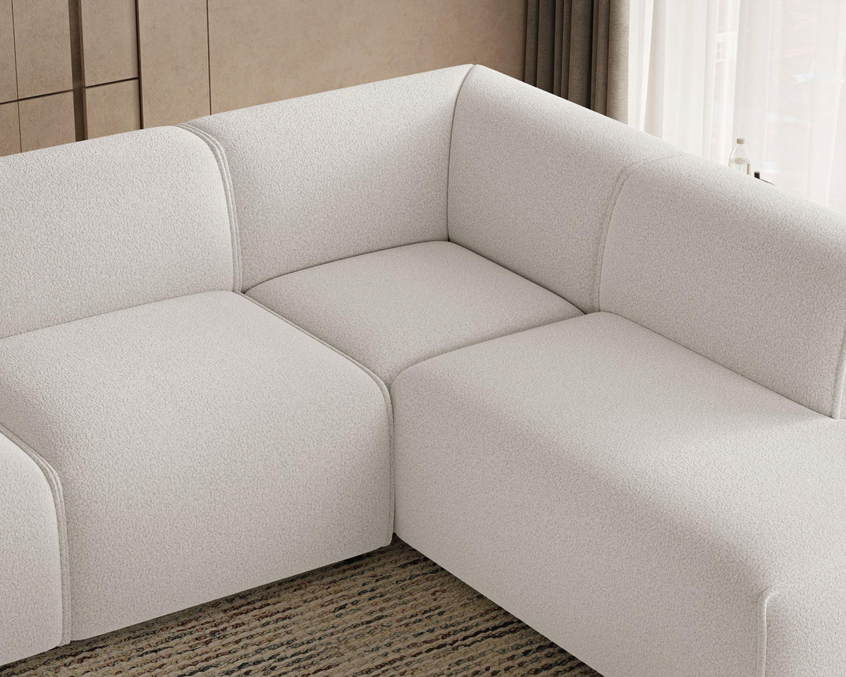 ECKSOFA Eluno Weiß Rechts - Schwarz/Weiß, Holz/Kunststoff (292/220cm) - Graingold