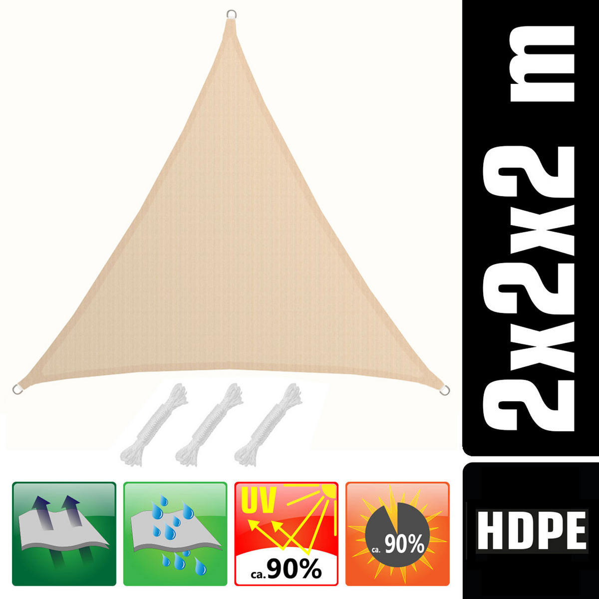 SONNENSEGEL Luftdurchlässig 200 cm Beige - Beige, Kunststoff (200/200cm) - Amanka