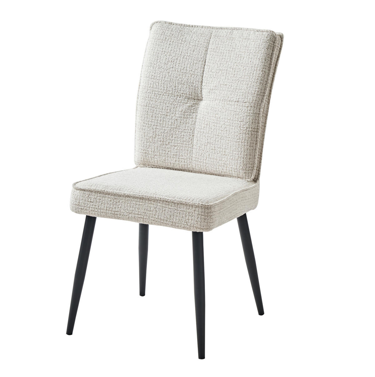 STUHL 2er-Set mit Metallbeinen Chenille Cremeweiß - Weiß, Metall (41/90.5/44cm) - Meubliv