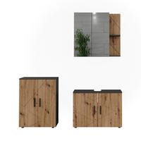 BADMÖBEL-SET Irma Anthrazit/Artisan 3 Teile - Anthrazit/Hellgrau, Holzwerkstoff (80/59/30cm) - Vicco